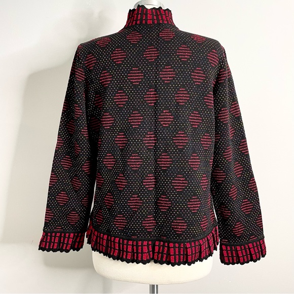 BRENDA FRENCH for FRENCH RACS Ruffle Knit Open Front Cardigan Sweater - Picture 3 of 7